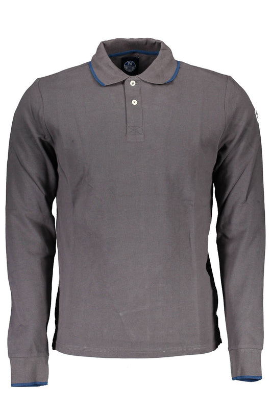Gray Cotton Men Polo Shirt