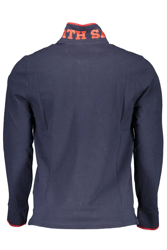 Blue Cotton Men Polo Shirt