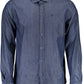 Blue Cotton Men Shirt