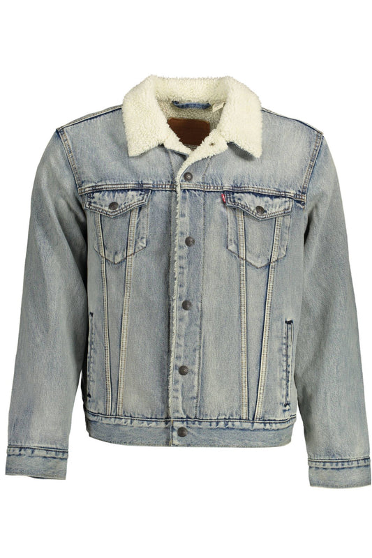 Light Blue Cotton Men Jacket