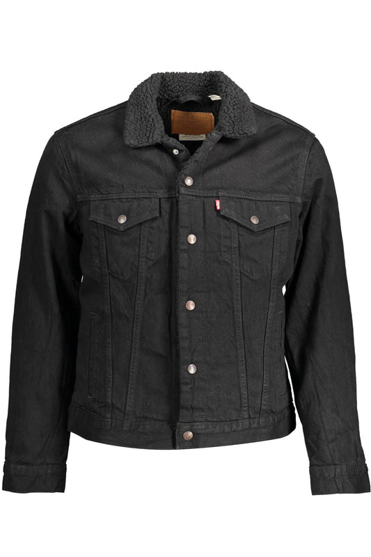 Black Cotton Men Jacket