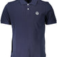 Blue Cotton Men Polo