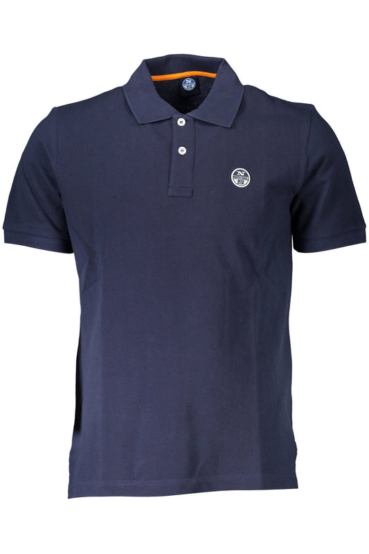 Blue Cotton Men Polo