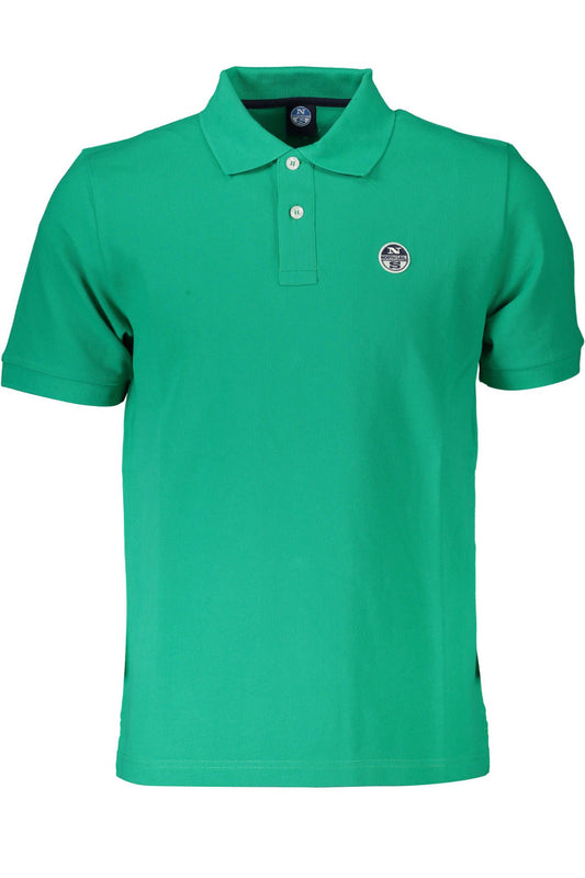 Green Cotton Men Polo Shirt
