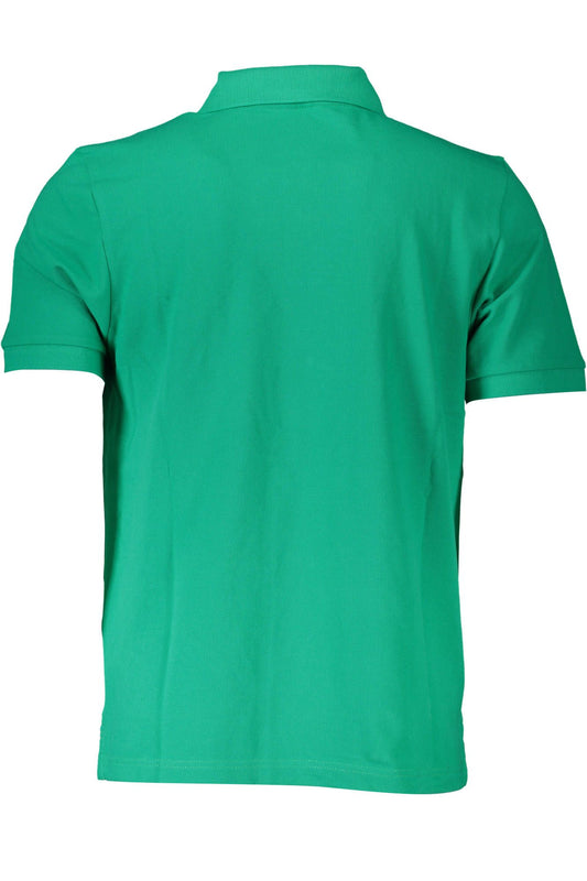 Green Cotton Men Polo Shirt