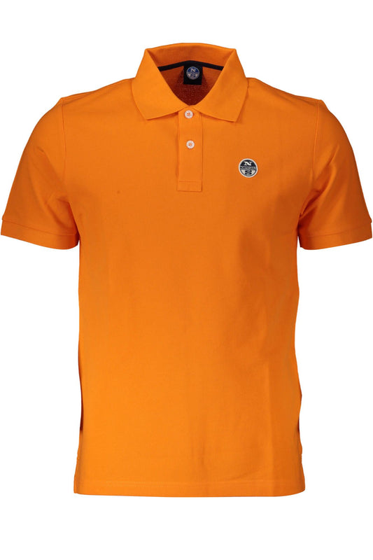 Orange Cotton Men Polo Shirt