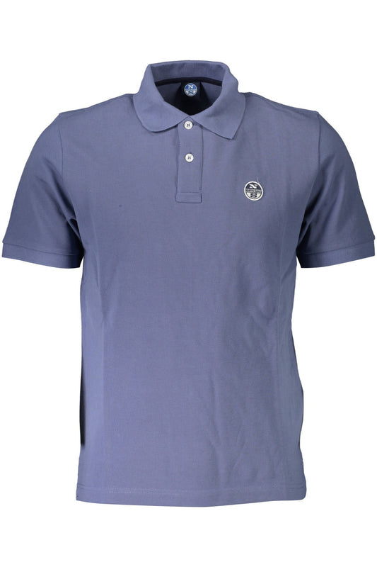 Blue Cotton Men Polo Shirt