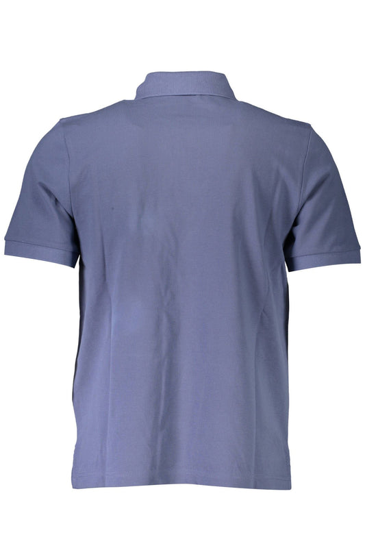 Blue Cotton Men Polo Shirt