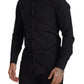 Elegant Slim Fit Black Cotton Dress Shirt