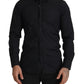Elegant Slim Fit Black Cotton Dress Shirt