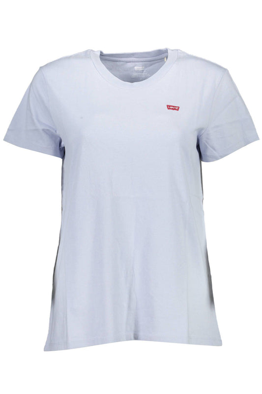 Light Blue Cotton Women T-Shirt