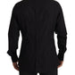 Sleek Black Tuxedo Dress Shirt - Slim Fit
