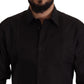 Sleek Black Tuxedo Dress Shirt - Slim Fit