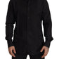 Sleek Black Tuxedo Dress Shirt - Slim Fit