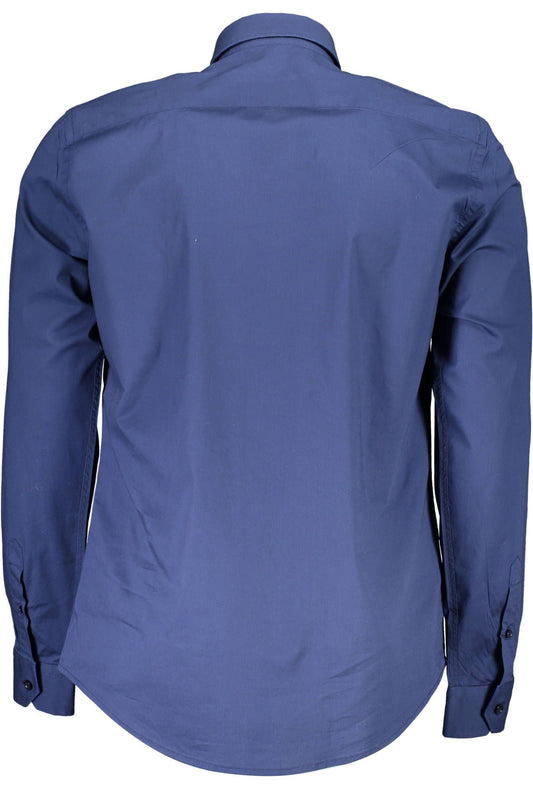 Blue Cotton Men Shirt