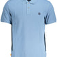 Blue Cotton Men Polo Shirt