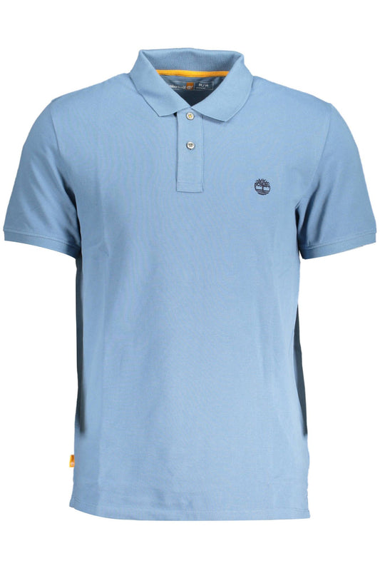 Blue Cotton Men Polo Shirt