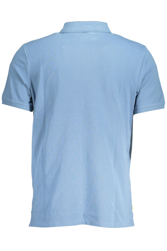 Blue Cotton Men Polo Shirt