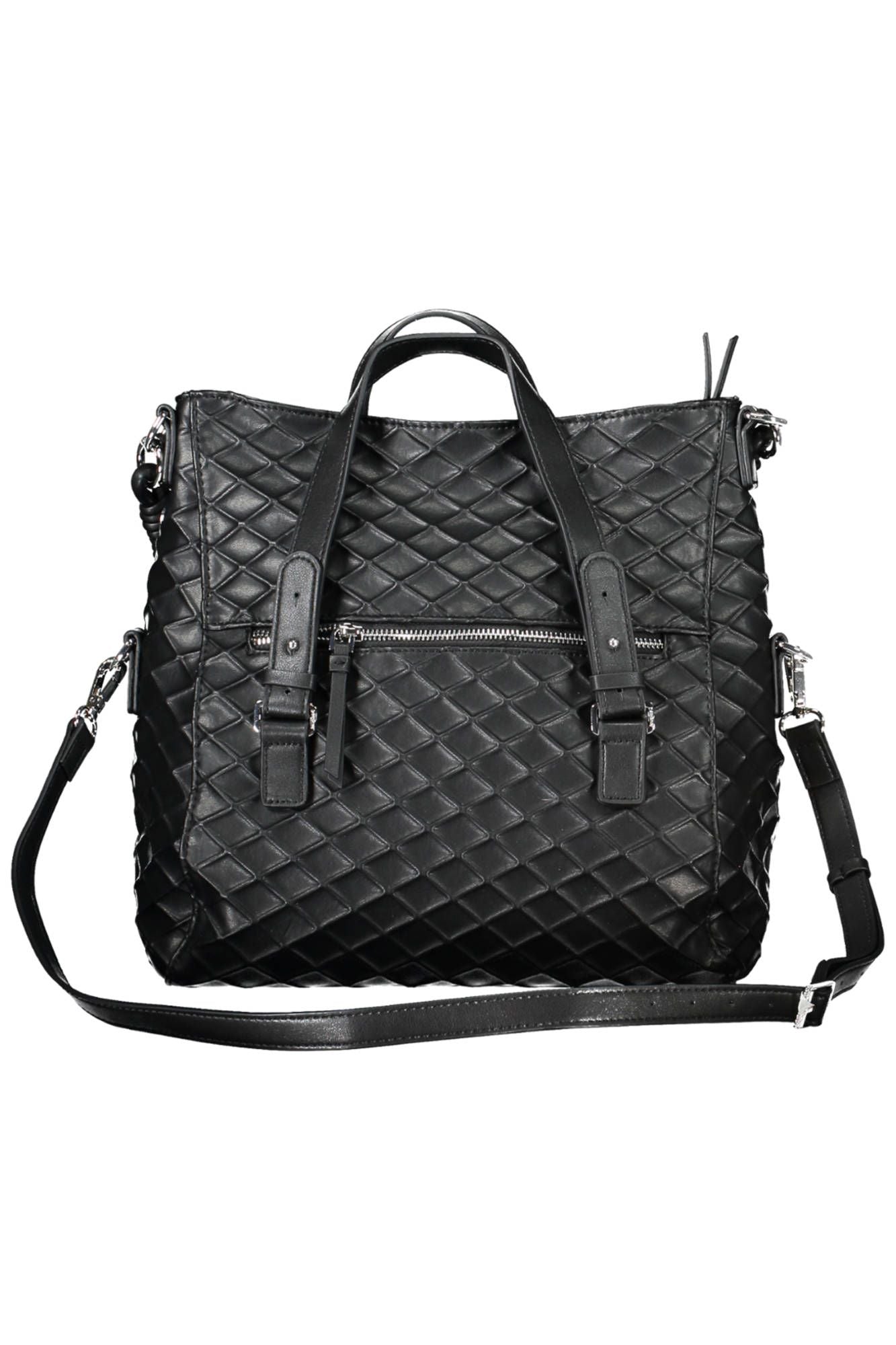 Black Polyurethane Women Handbag