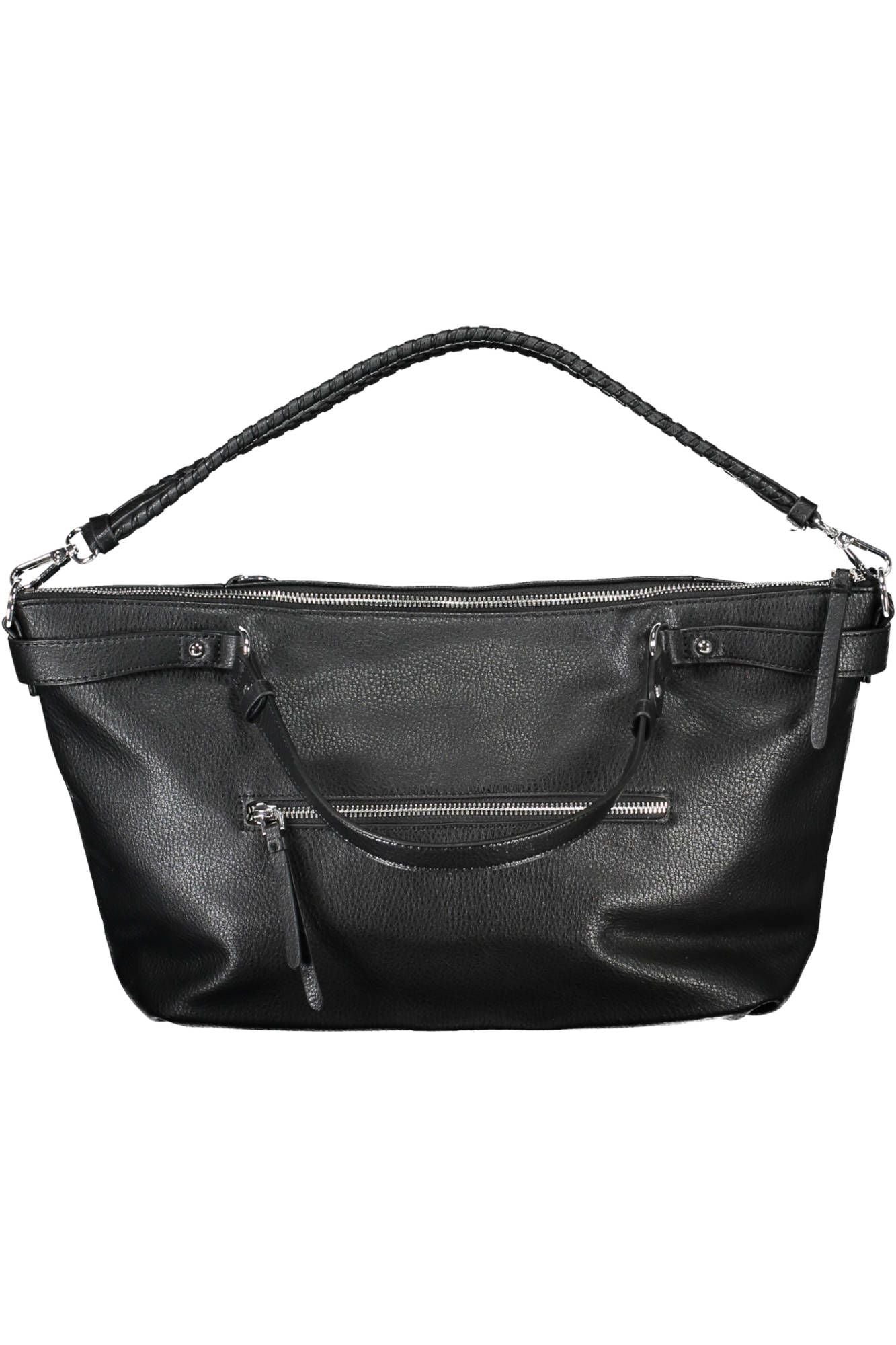 Black Polyurethane Women Handbag
