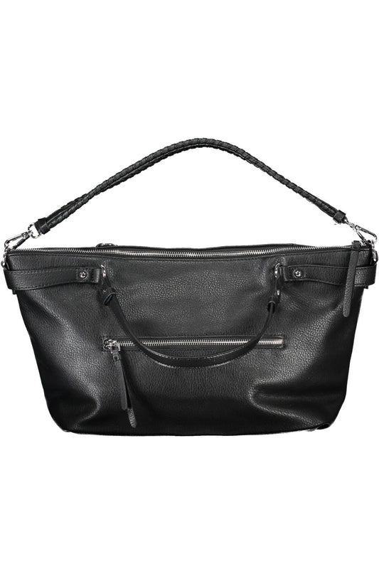Black Polyurethane Women Handbag