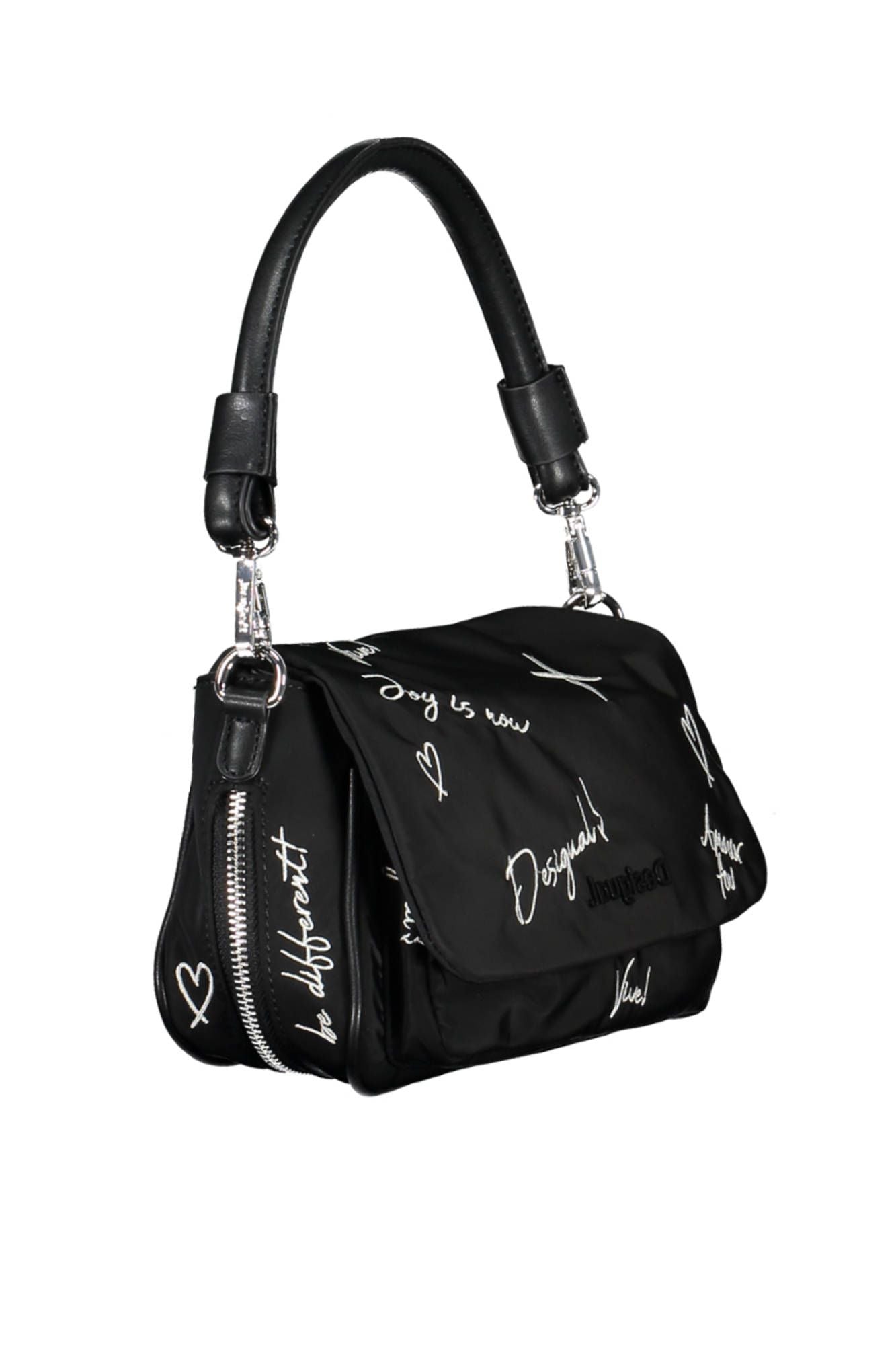 Black Polyurethane Women Handbag