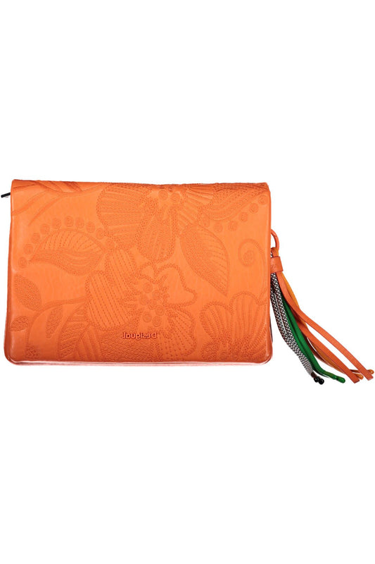 Orange Polyurethane Women Handbag