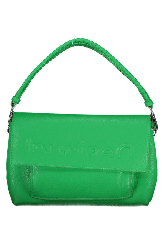 Green Polyurethane Women Handbag