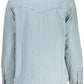 Chic Light Blue Denim Shirt with Italian Collar