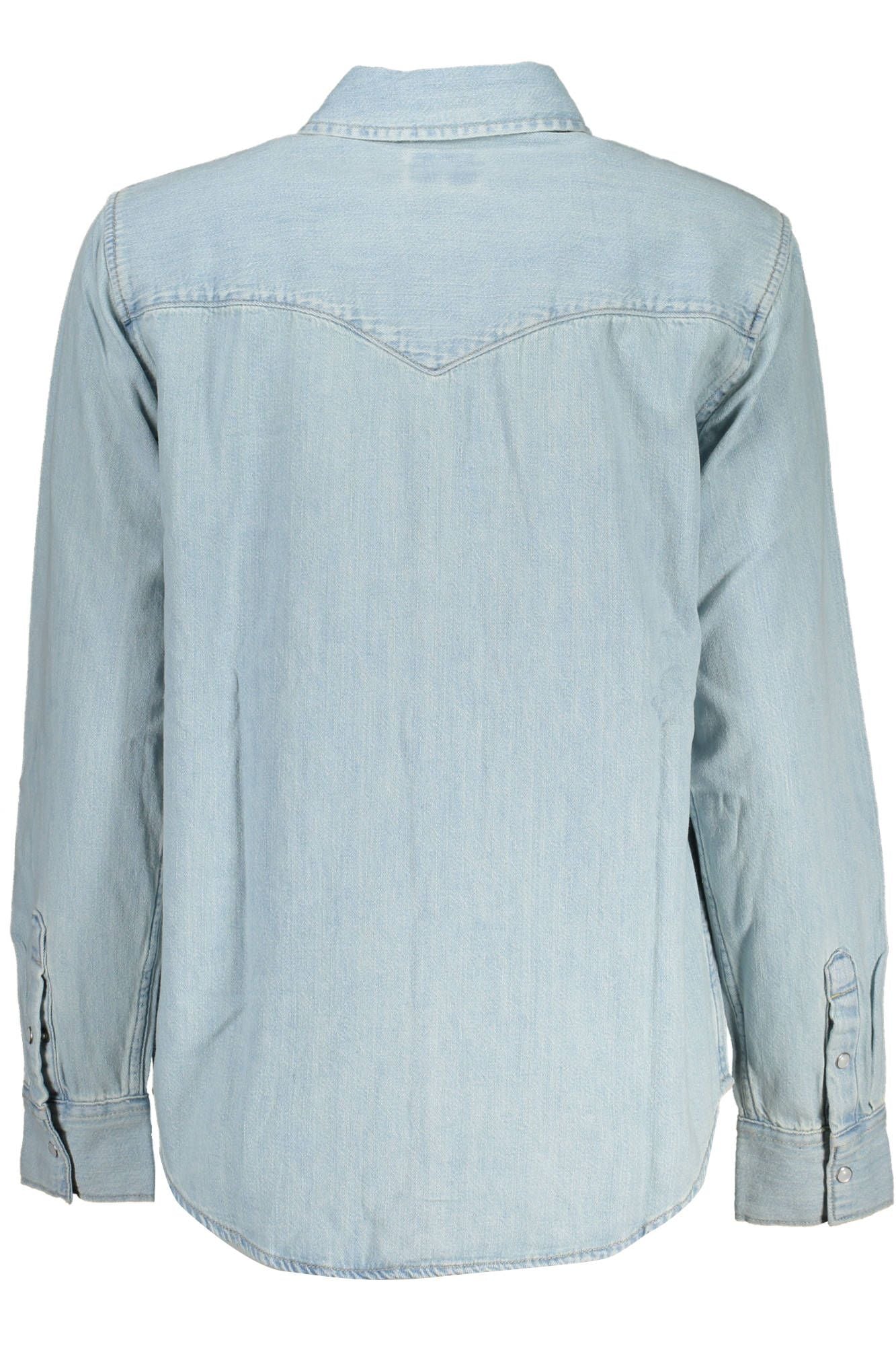 Chic Light Blue Denim Shirt with Italian Collar