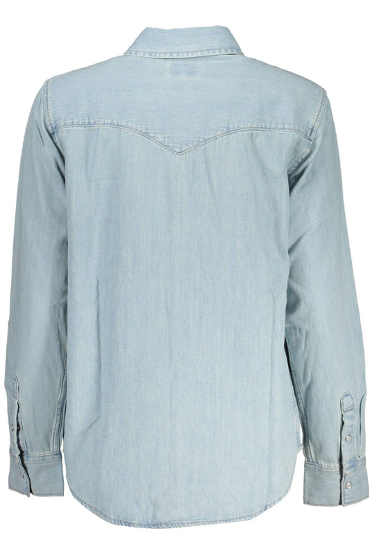 Chic Light Blue Denim Shirt with Italian Collar