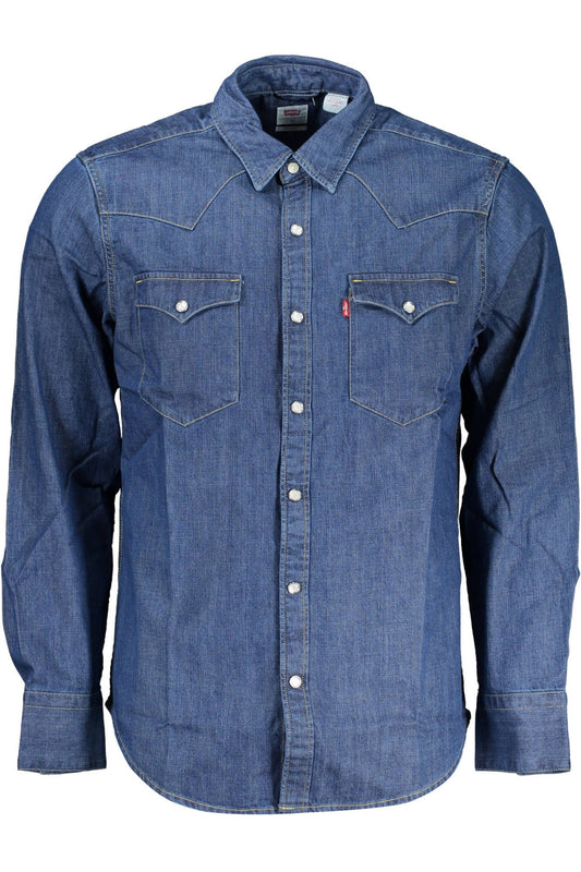 Blue Cotton Men Shirt