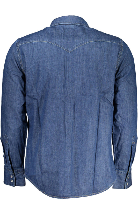 Blue Cotton Men Shirt