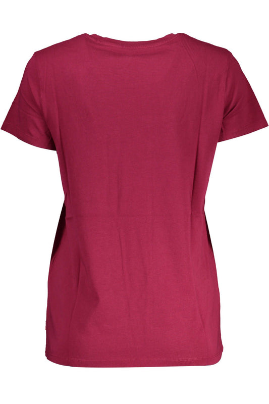 Chic Red Round Neck Tee with Signature Print