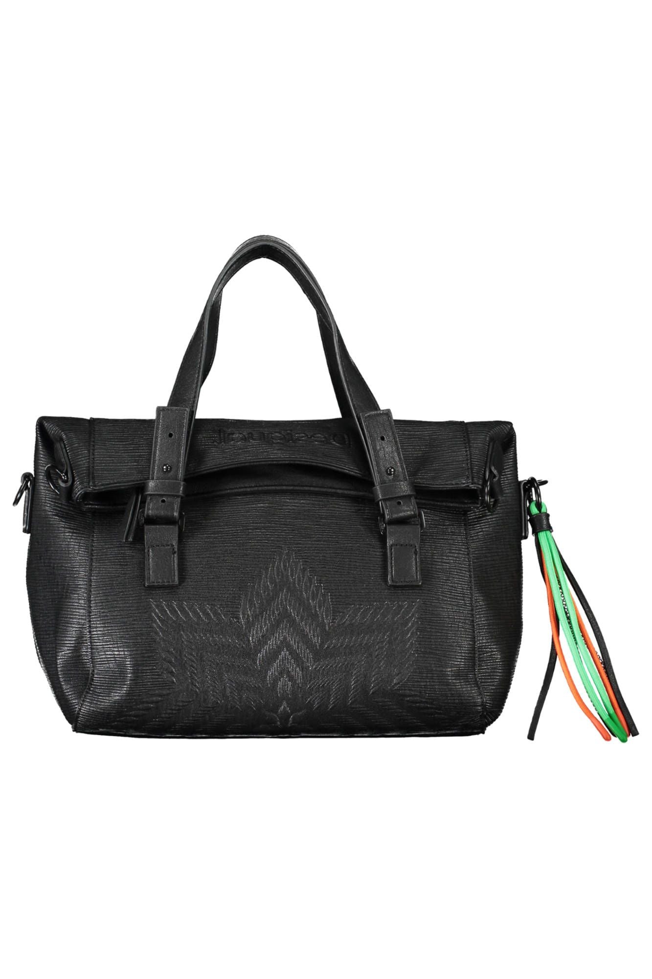 Black Polyurethane Women Handbag