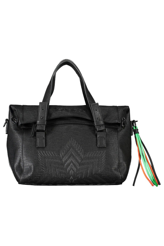 Black Polyurethane Women Handbag