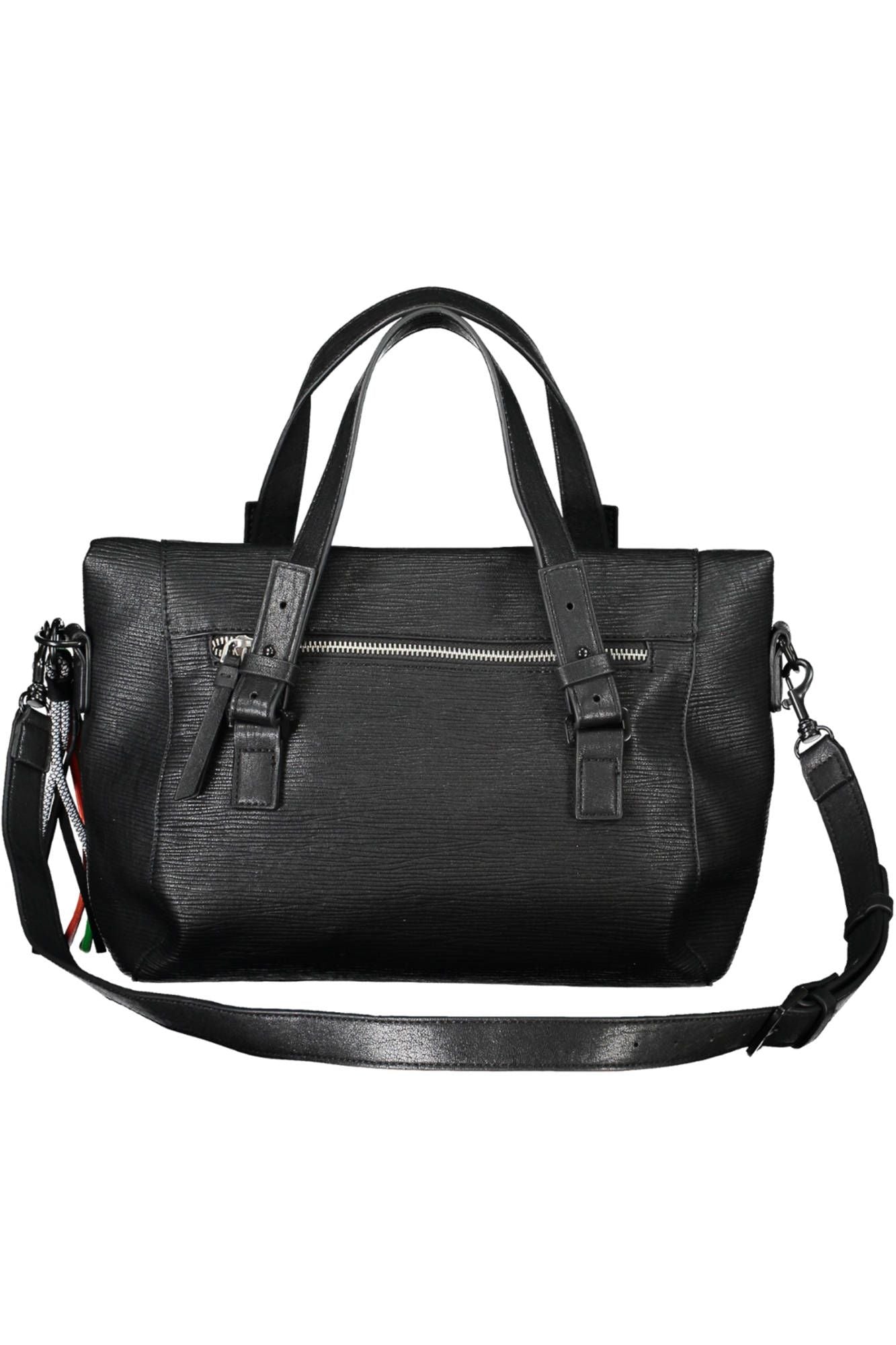Black Polyurethane Women Handbag