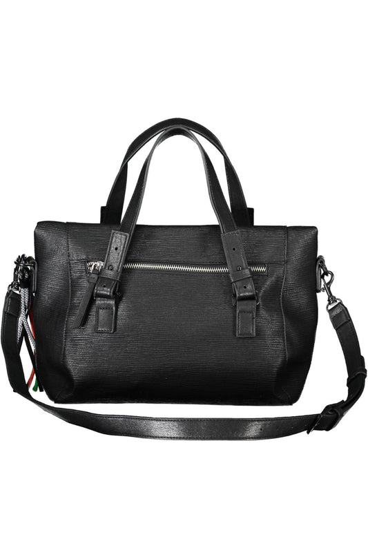 Black Polyurethane Women Handbag