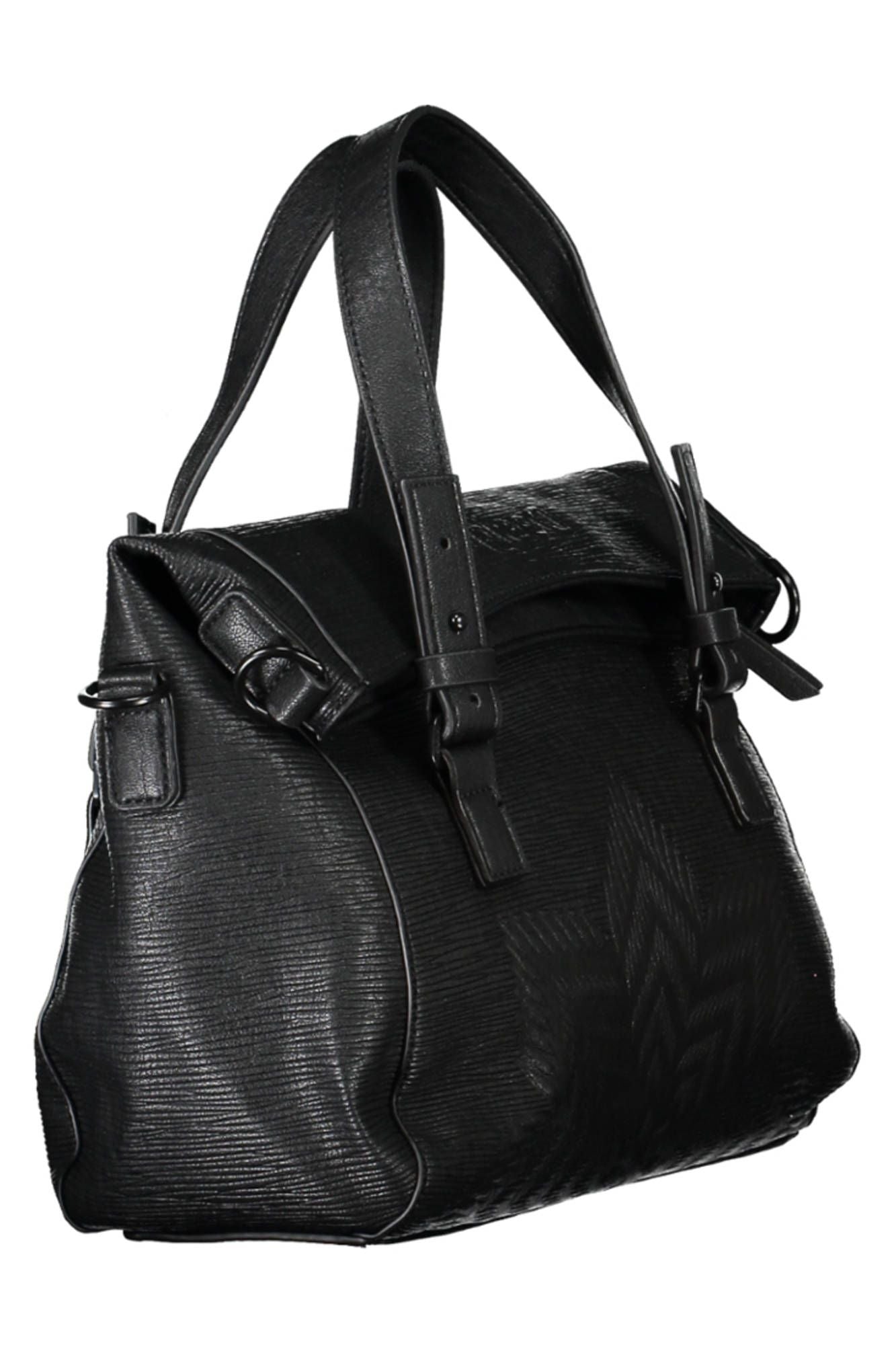 Black Polyurethane Women Handbag