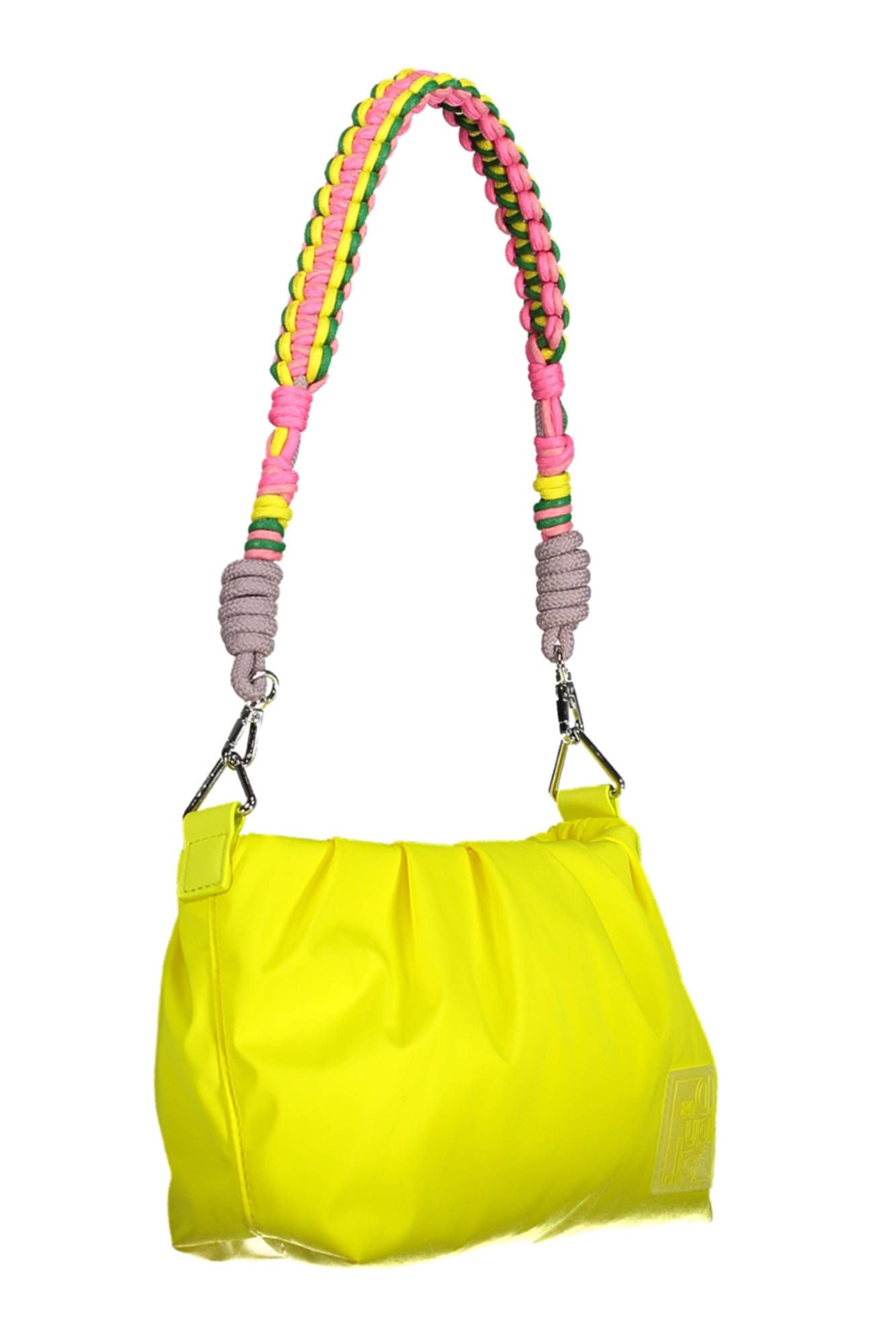 Yellow Polyester Women Handbag