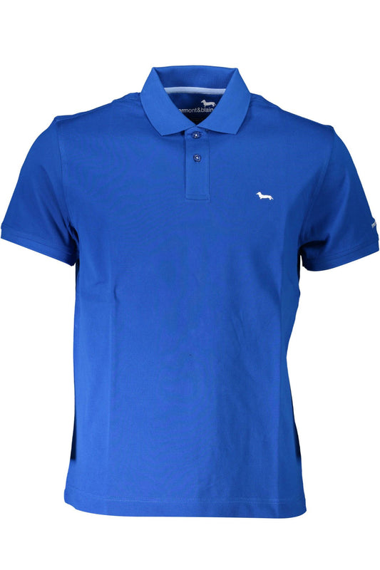 Blue Cotton Men Polo Shirt