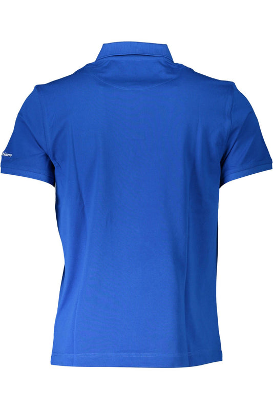Blue Cotton Men Polo Shirt