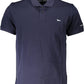 Blue Cotton Men Polo Shirt