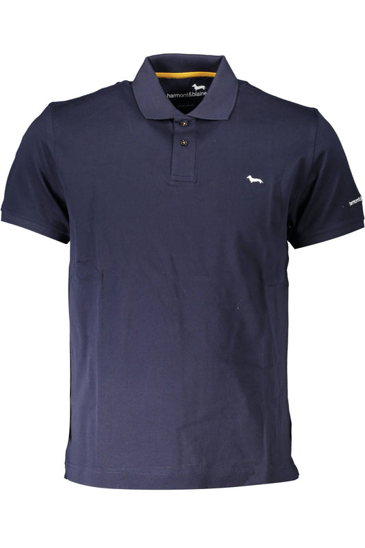Blue Cotton Men Polo Shirt