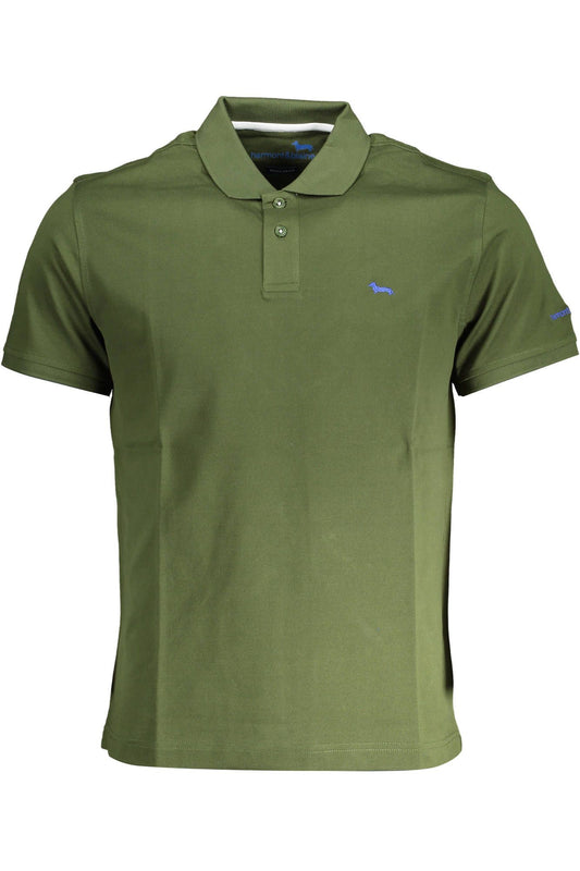 Green Cotton Men Polo Shirt