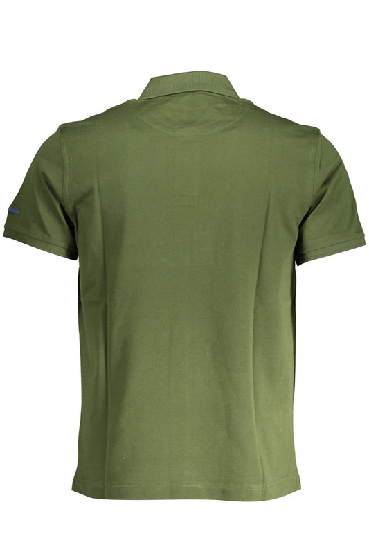 Green Cotton Men Polo Shirt
