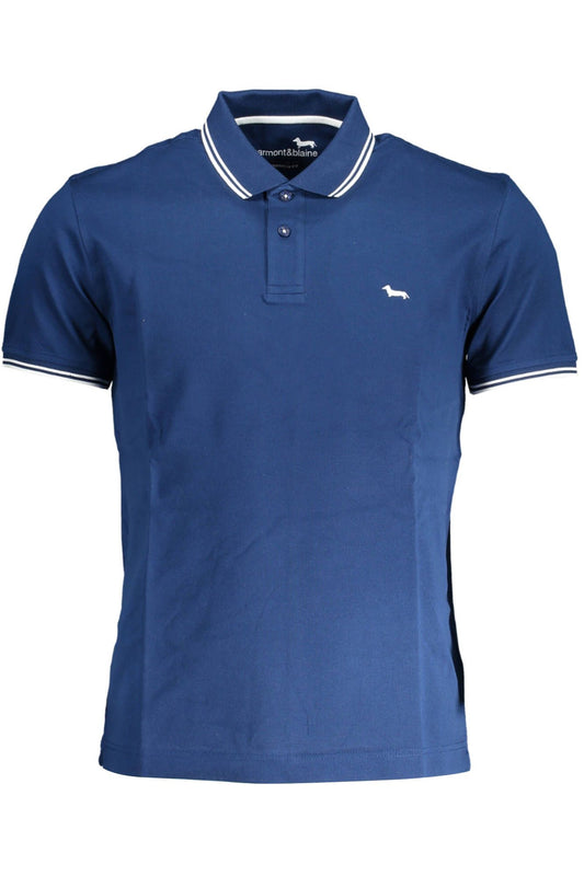 Blue Cotton Men Polo Shirt