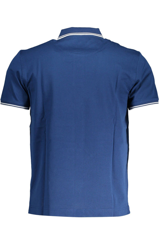 Blue Cotton Men Polo Shirt