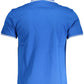Blue Cotton Men Polo Shirt
