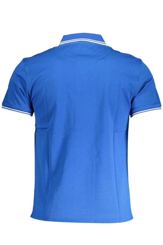 Blue Cotton Men Polo Shirt